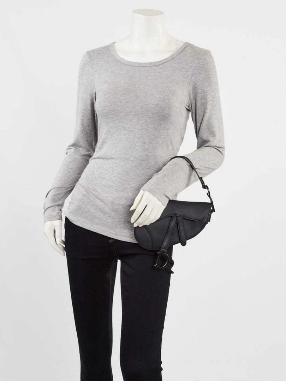 Christian Dior Black Ultramatte Leather Mini Saddle Bag